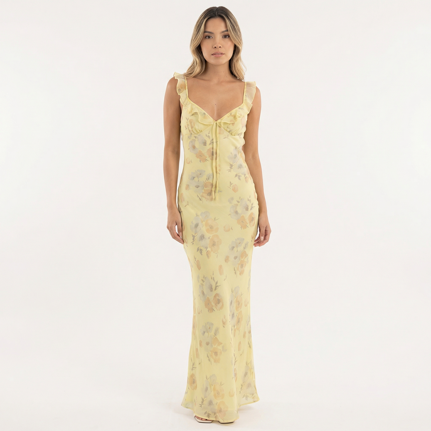 Vestido Midi Mujer Estampado Floral Escote Profundo - Mavetta