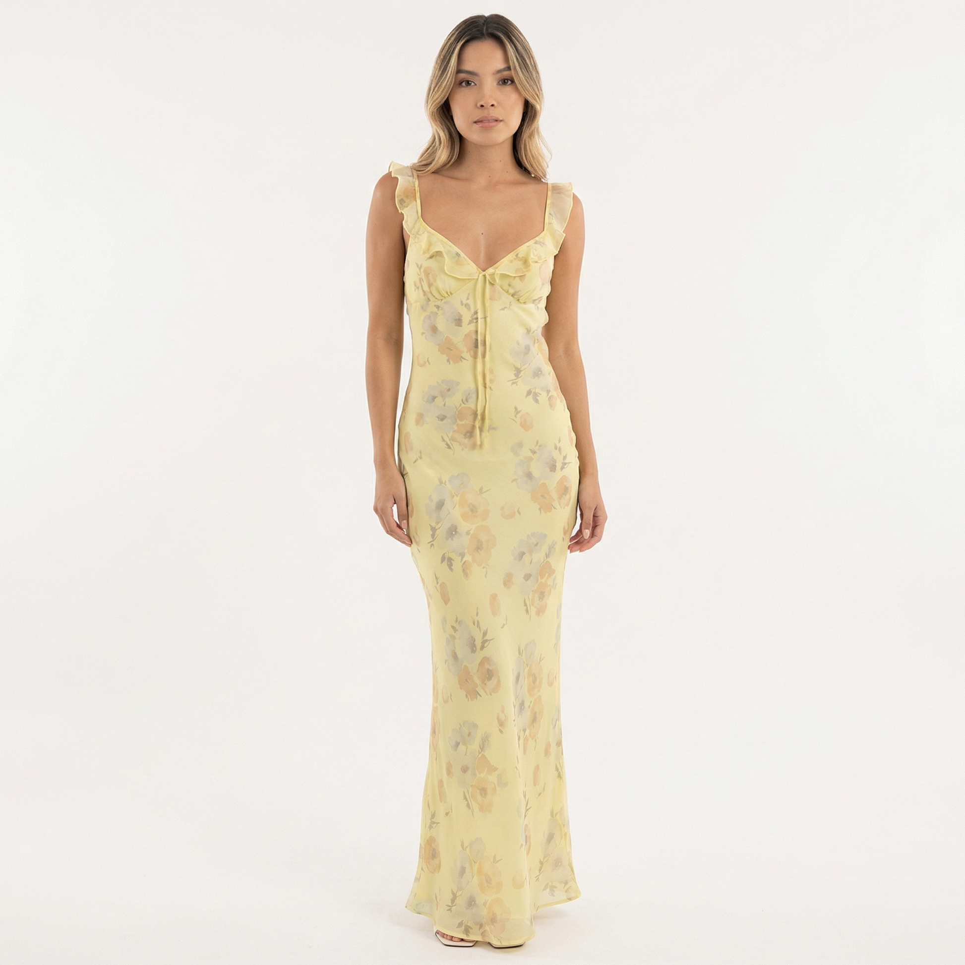 Vestido Midi Mujer Estampado Floral Escote Profundo - Mavetta