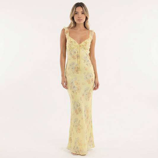 Vestido Midi Mujer Estampado Floral Escote Profundo - Mavetta