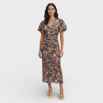 Vestido Largo Mujer Manga Abullonada Ajuste Suelto