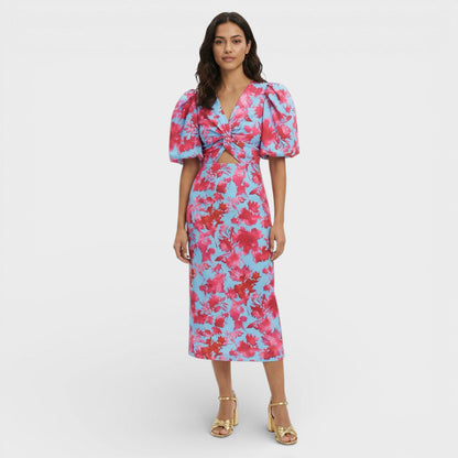 Vestido Largo Mujer Manga Abullonada Ajuste Suelto