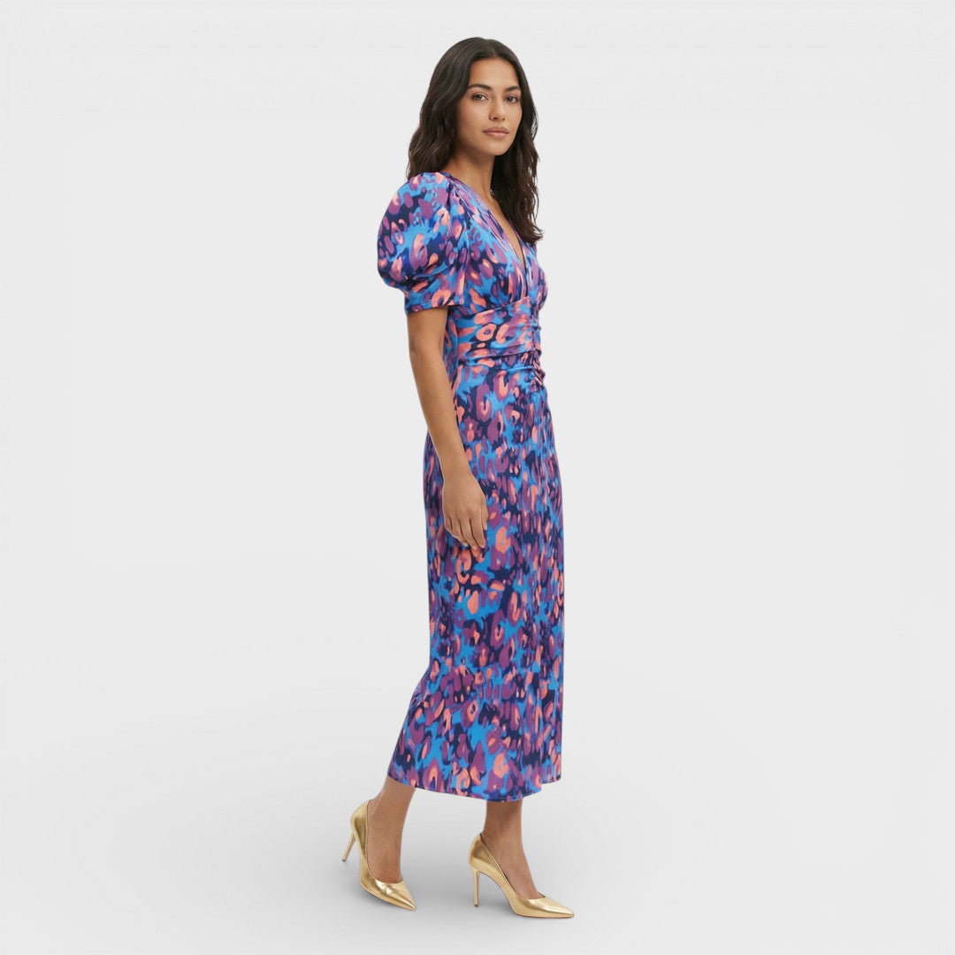 Vestido Largo Mujer Manga Abullonada Ajuste Suelto