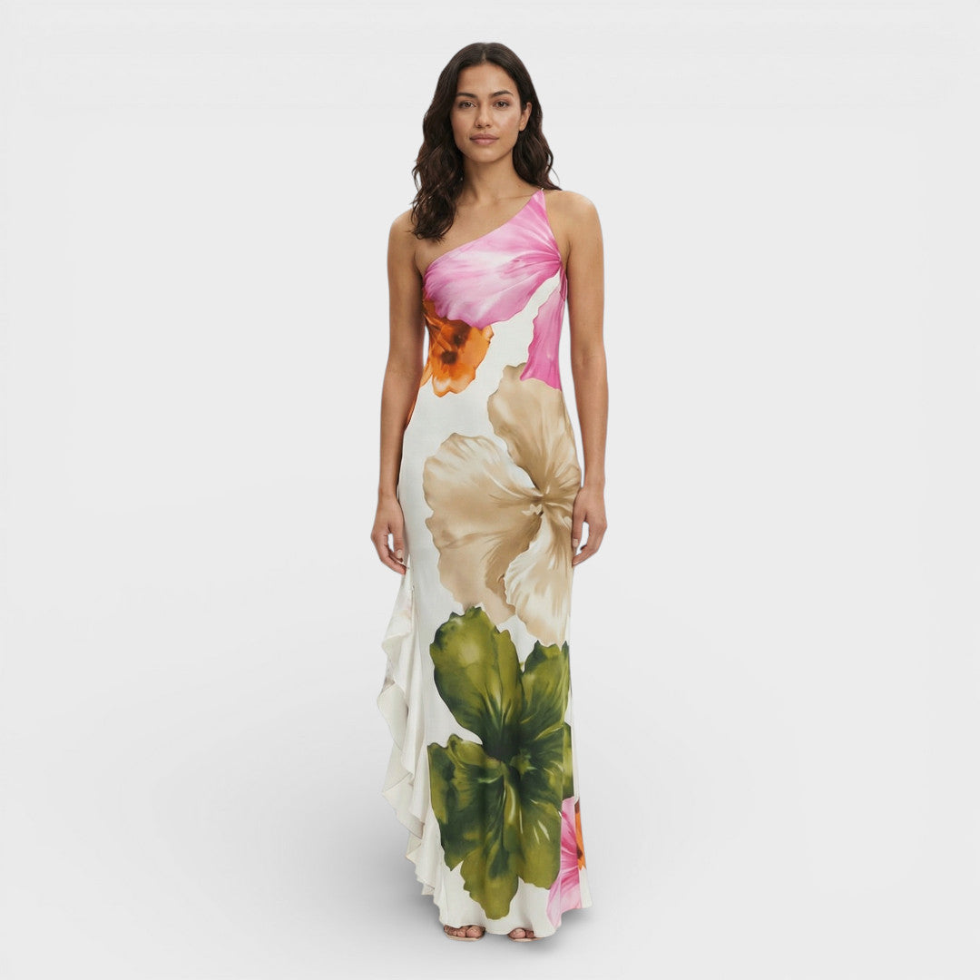Vestido Largo Mujer Asimétrico Un Hombro