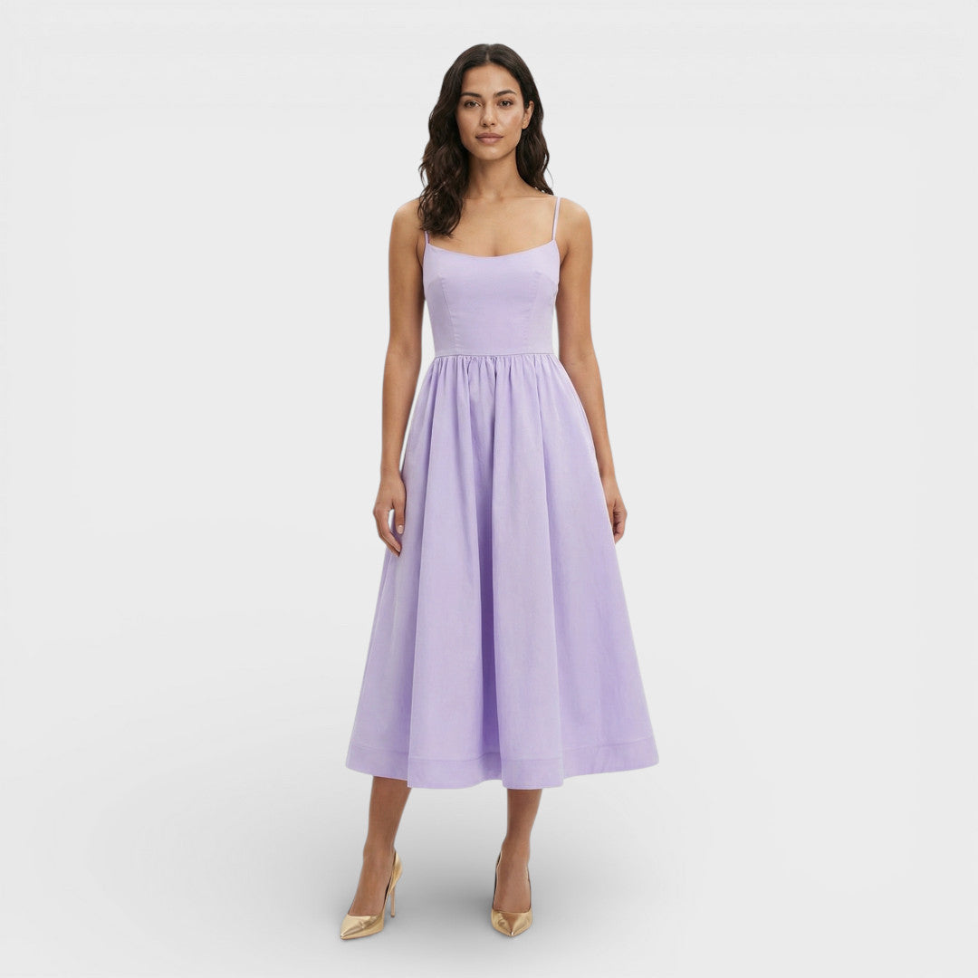 Vestido Midi Mujer Tirantes Corte Alineado