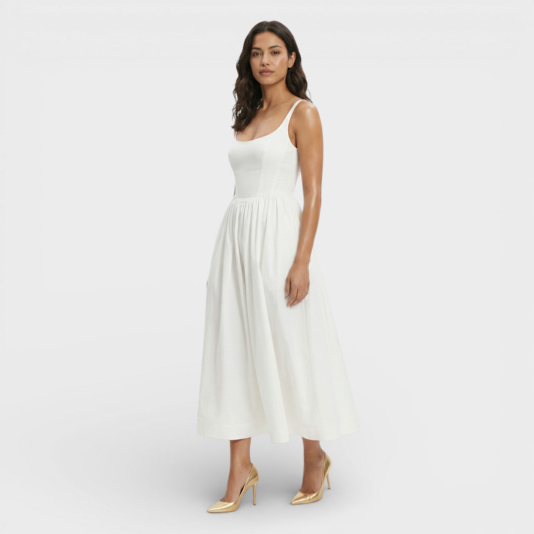 Vestido Midi Mujer Tirantes Corte Alineado