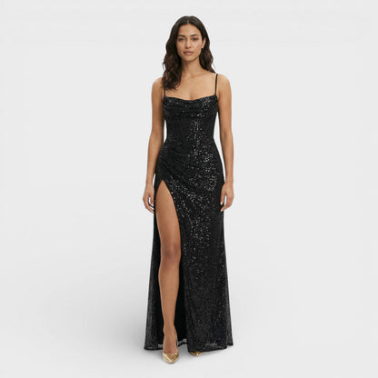 Vestido Largo Mujer de Lentejuelas con Abertura - Mavetta