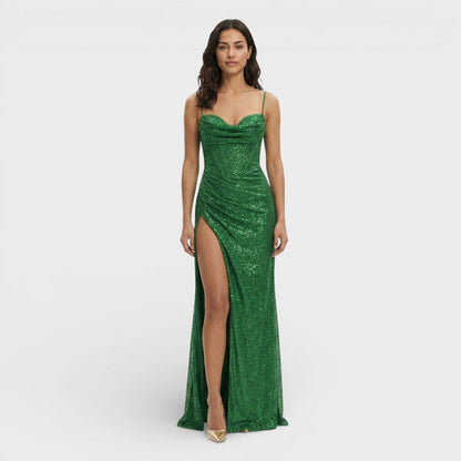 Vestido Largo Mujer de Lentejuelas con Abertura