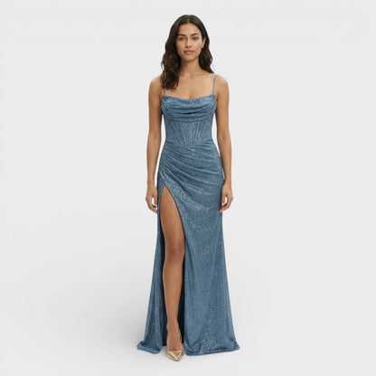 Vestido Largo Mujer de Lentejuelas con Abertura