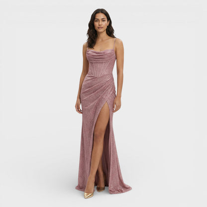 Vestido Largo Mujer de Lentejuelas con Abertura