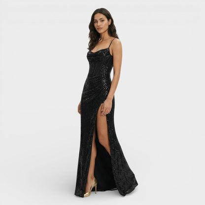 Vestido Largo Mujer de Lentejuelas con Abertura
