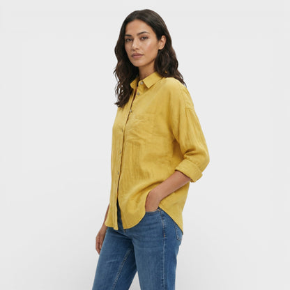 Camisa Mujer Plisada Ligera Corte Ajustado