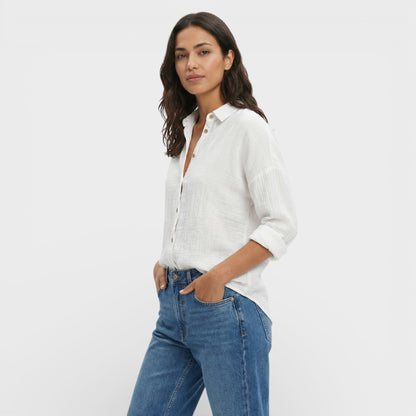 Camisa Mujer Plisada Ligera Corte Ajustado