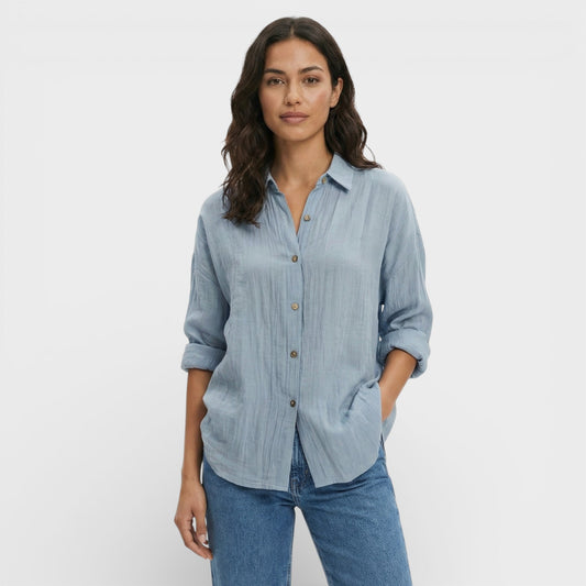 Camisa Mujer Plisada Ligera Corte Ajustado - Mavetta