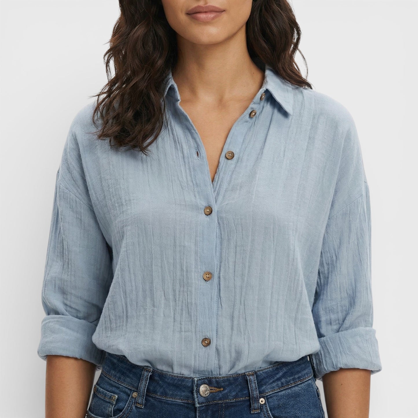 Camisa Mujer Plisada Ligera Corte Ajustado