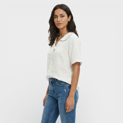 Blusa Mujer Ligera Cuello Ondulado