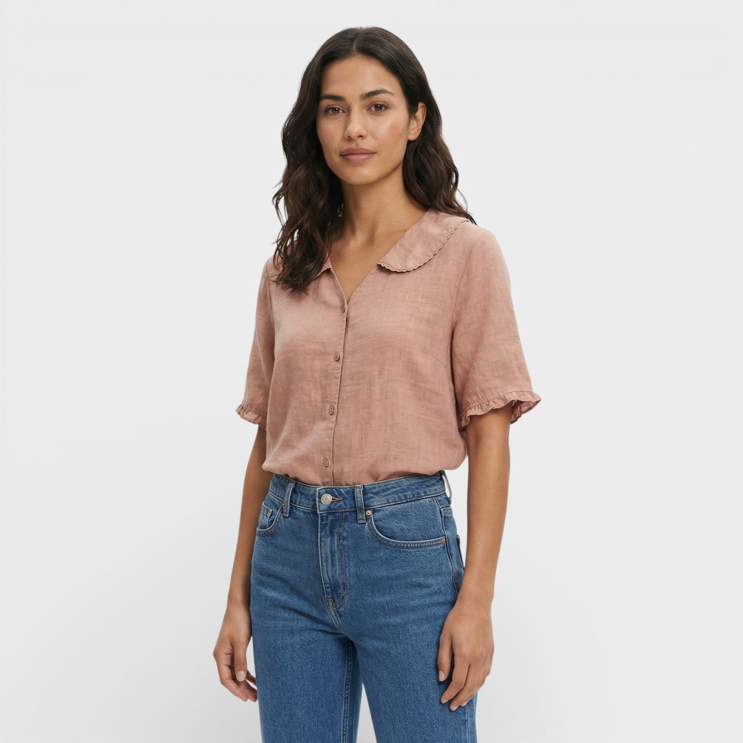 Blusa Mujer Ligera Cuello Ondulado