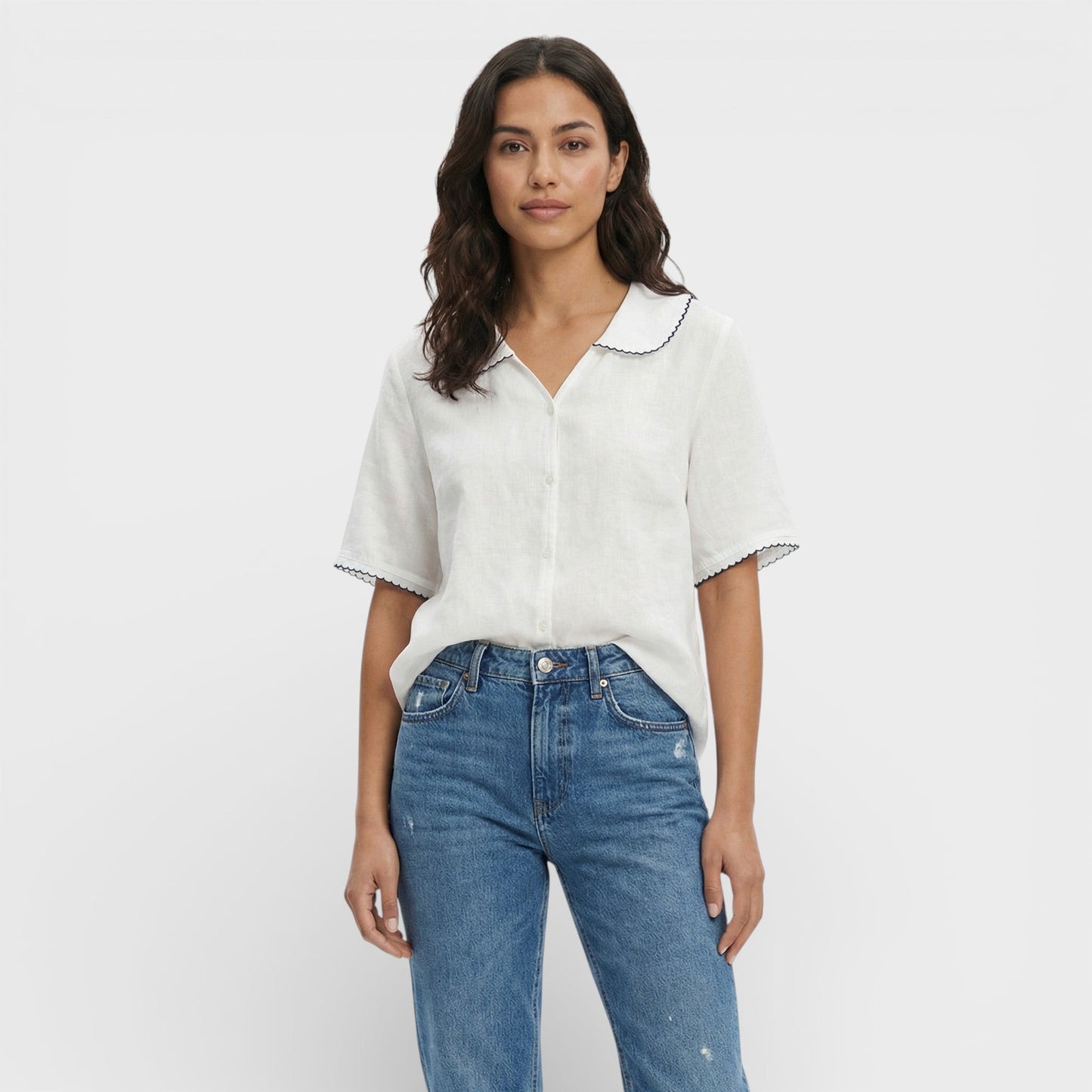 Blusa Mujer Ligera Cuello Ondulado