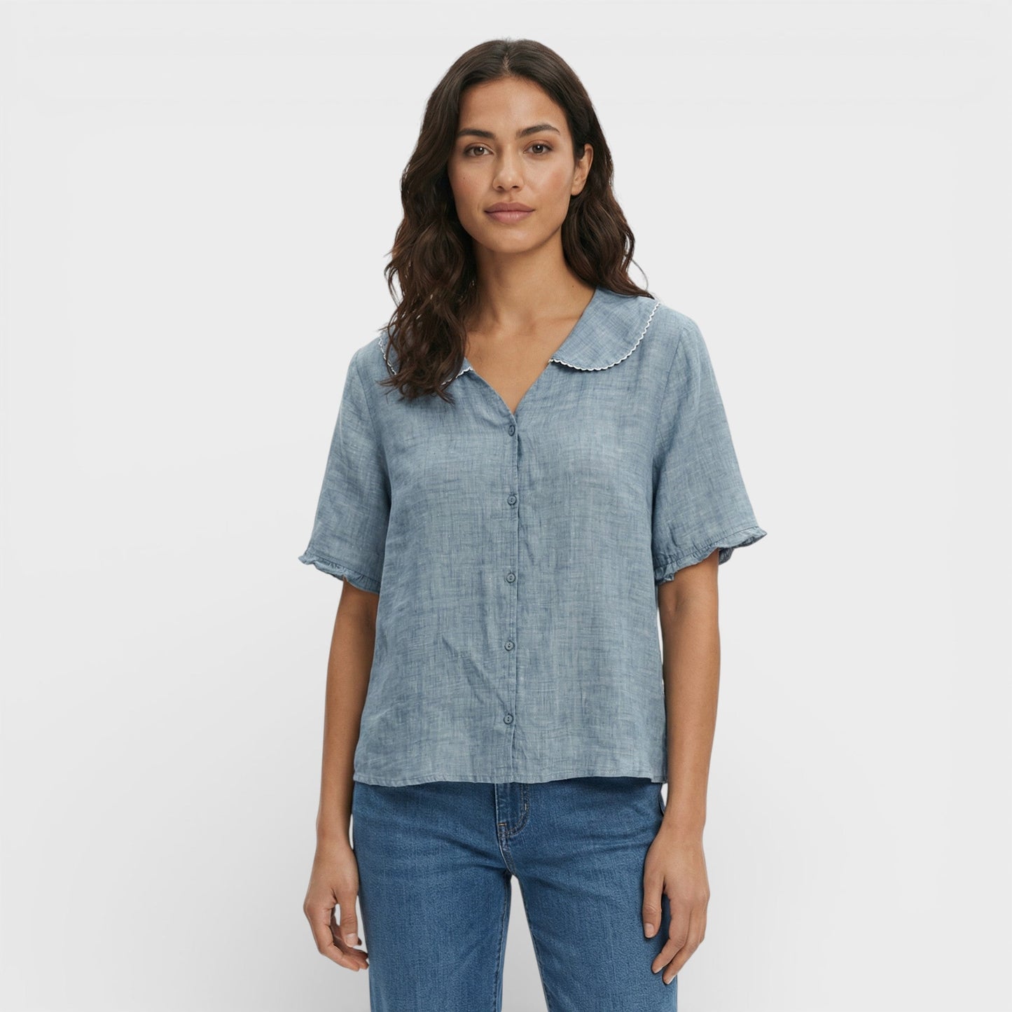 Blusa Mujer Ligera Cuello Ondulado