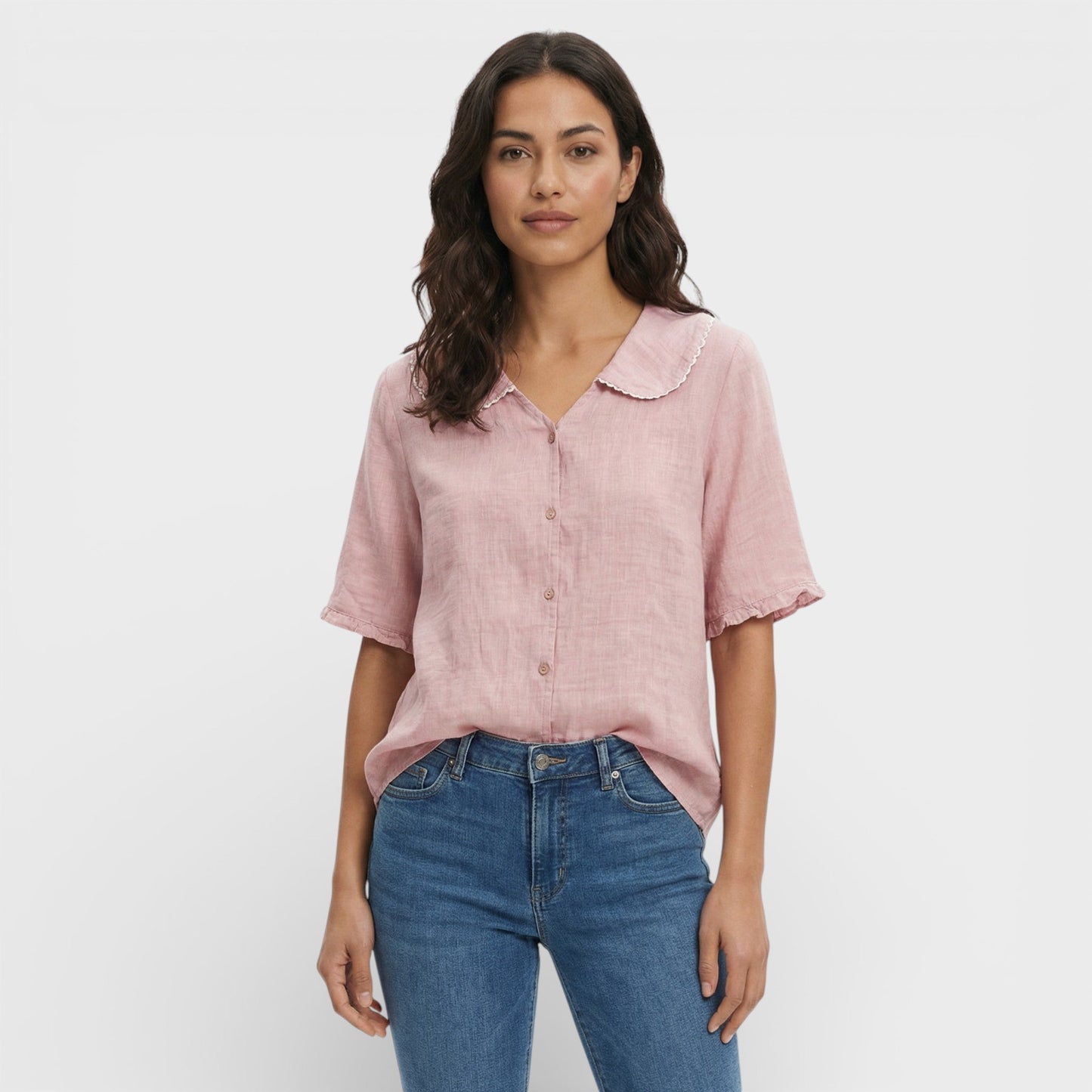 Blusa Mujer Ligera Cuello Ondulado