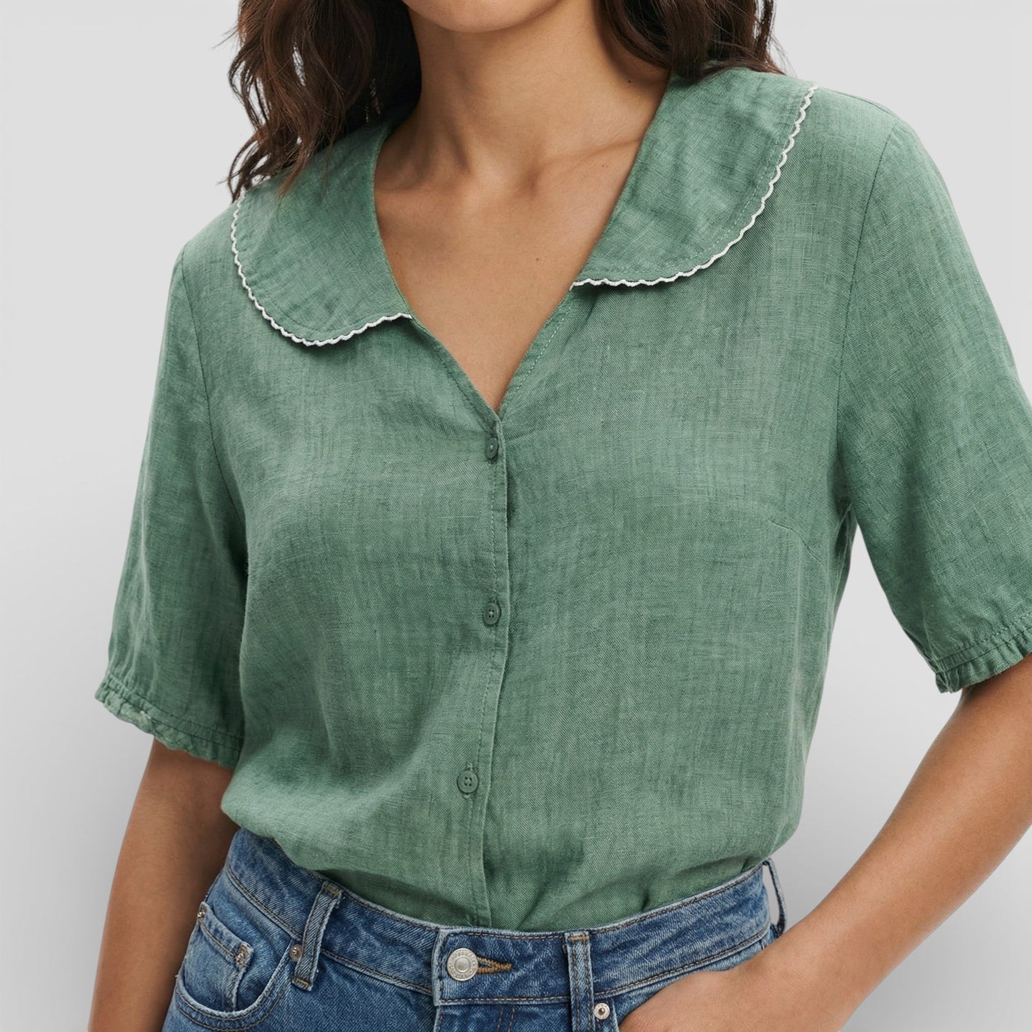 Blusa Mujer Ligera Cuello Ondulado
