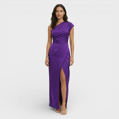 Vestido Largo Mujer Un Hombro Ajuste Fluido