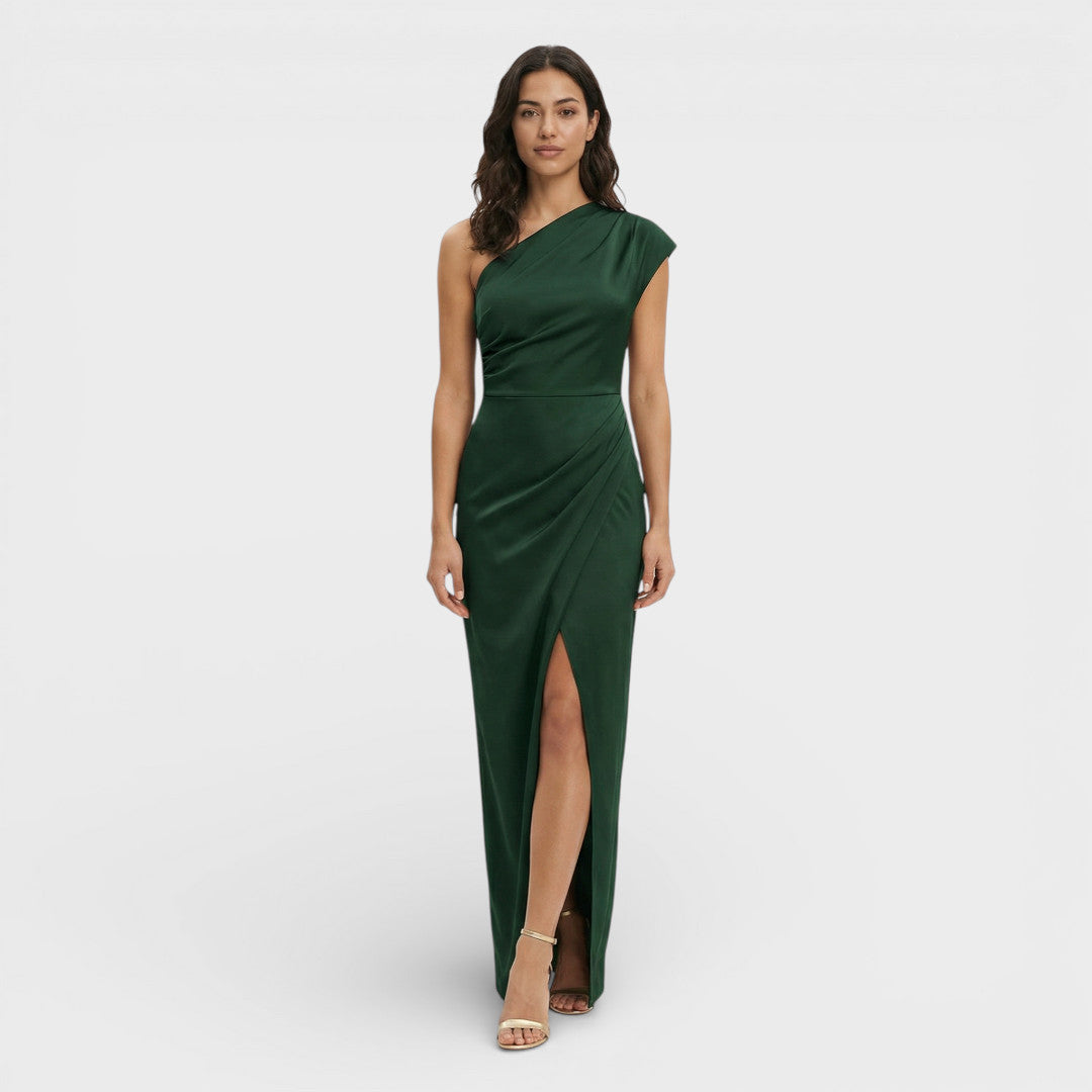 Vestido Largo Mujer Un Hombro Ajuste Fluido