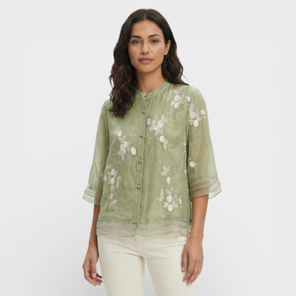 Blusa Mujer Bordada Flores Estilo Elegante