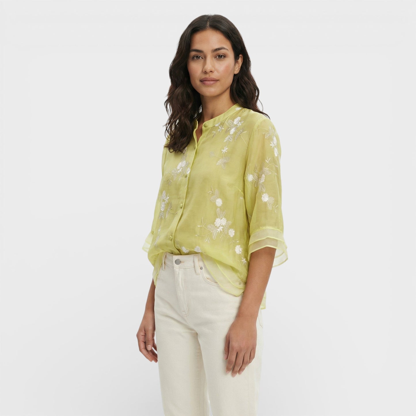 Blusa Mujer Bordada Flores Estilo Elegante