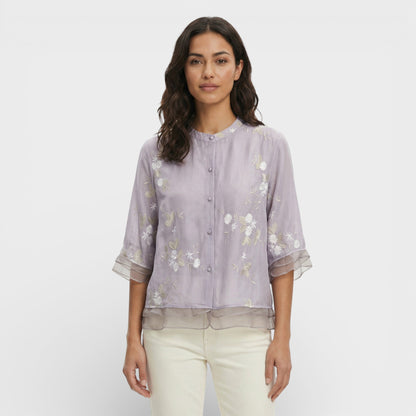 Blusa Mujer Bordada Flores Estilo Elegante