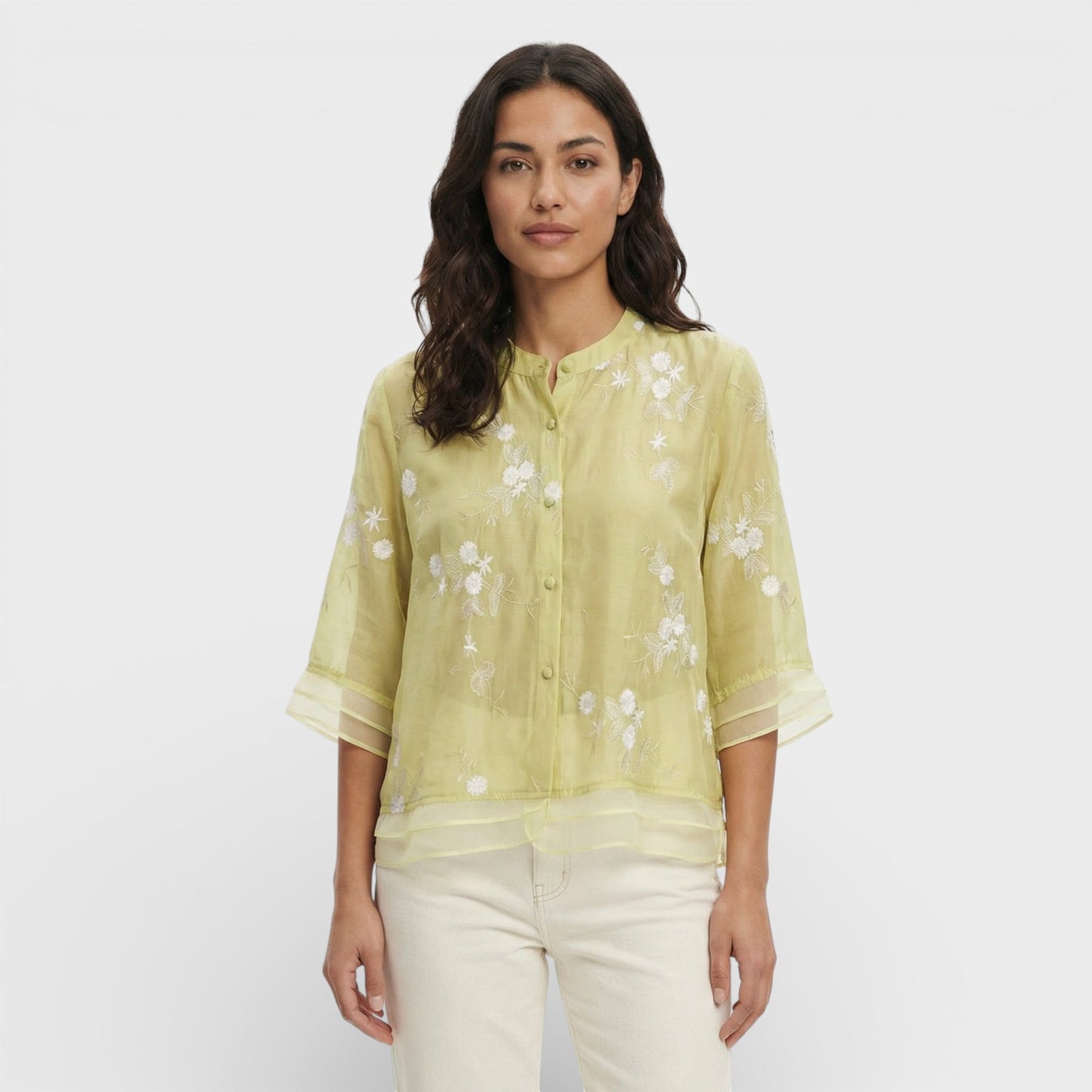 Blusa Mujer Bordada Flores Estilo Elegante