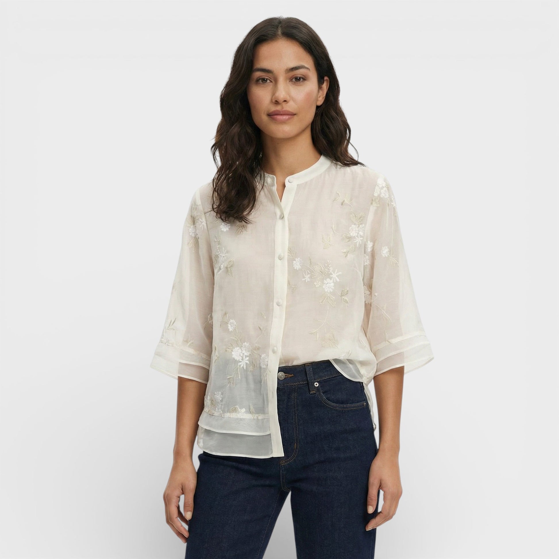 Blusa Mujer Bordada Flores Estilo Elegante - Mavetta