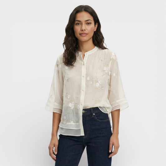 Blusa Mujer Bordada Flores Estilo Elegante - Mavetta