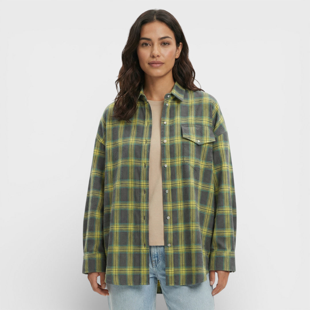 Camisa Mujer de Algodón Cuadros Oversize