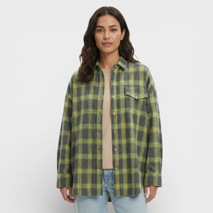 Camisa Mujer de Algodón Cuadros Oversize