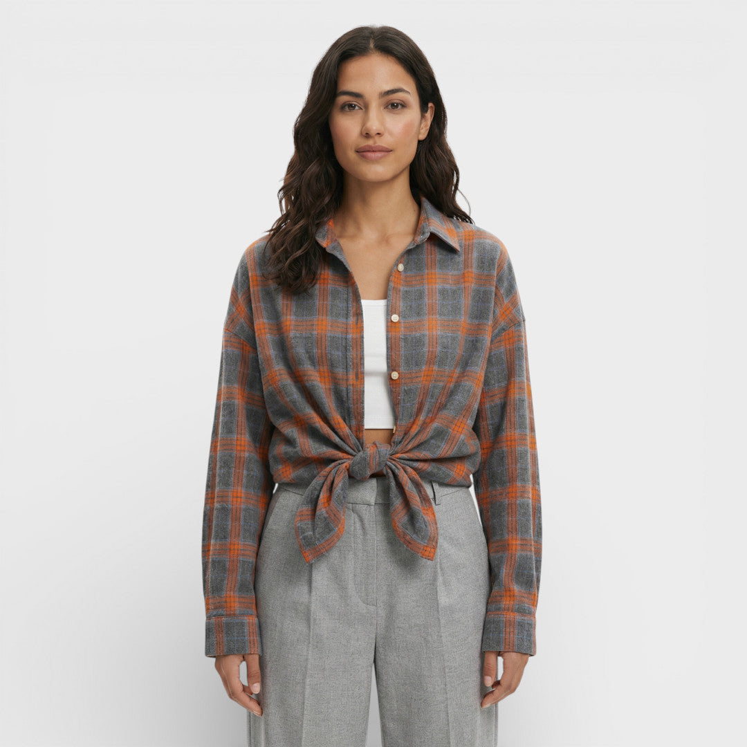 Camisa Mujer de Algodón Cuadros Oversize