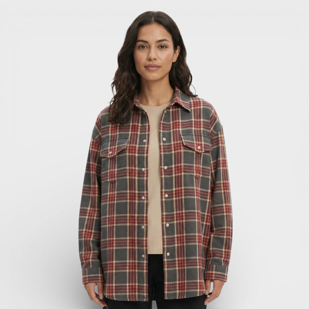 Camisa Mujer de Algodón Cuadros Oversize