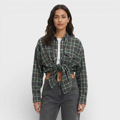 Camisa Mujer de Algodón Cuadros Oversize