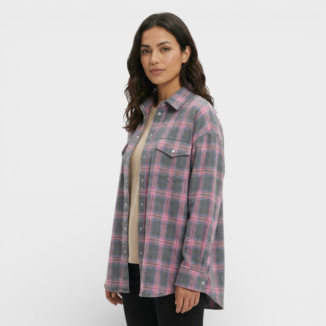Camisa Mujer de Algodón Cuadros Oversize
