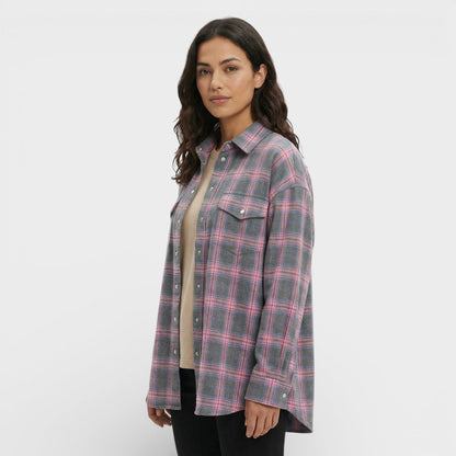 Camisa Mujer de Algodón Cuadros Oversize