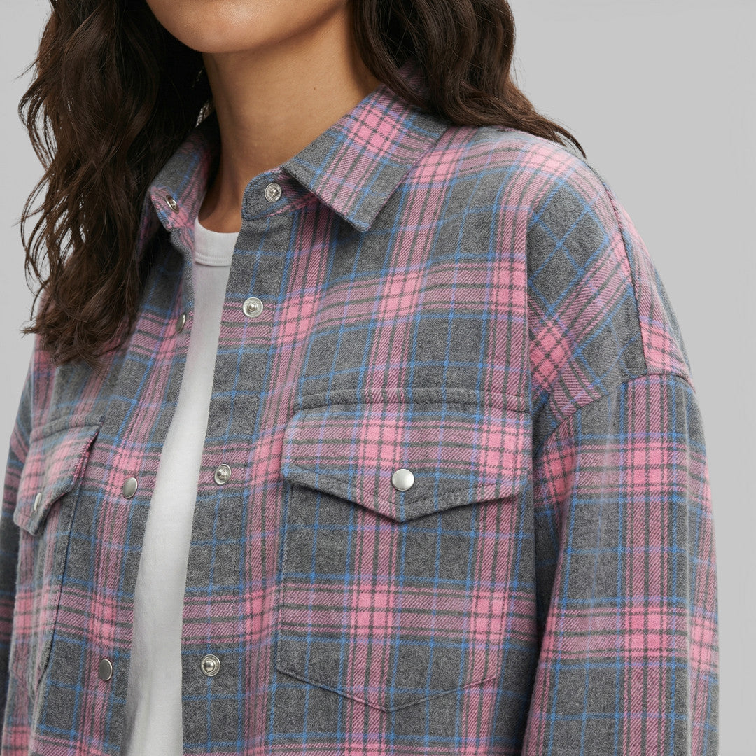 Camisa Mujer de Algodón Cuadros Oversize