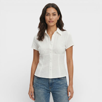 Camisa Mujer de Algodón Cuadros Manga Corta