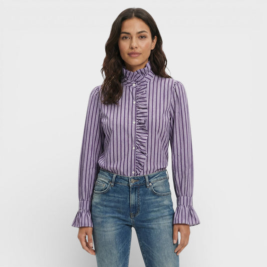 Blusa Mujer de Cuadros con Volantes Ajuste Clásico - Mavetta