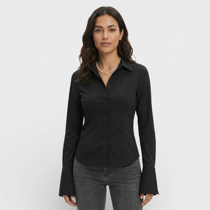 Blusa Mujer Ajustada Manga Acampanada