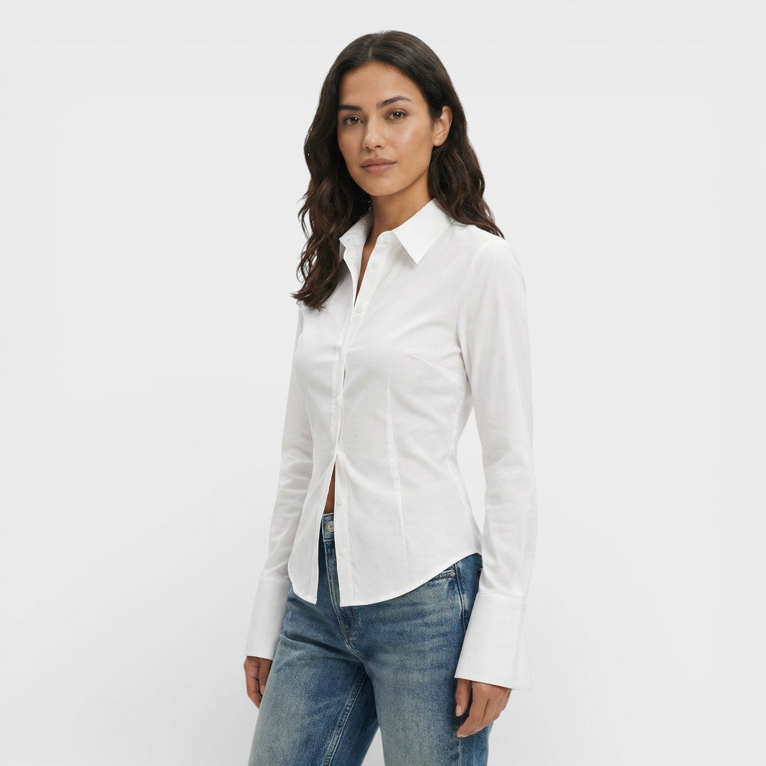 Blusa Mujer Ajustada Manga Acampanada
