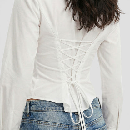 Blusa Mujer Ajustada Manga Acampanada