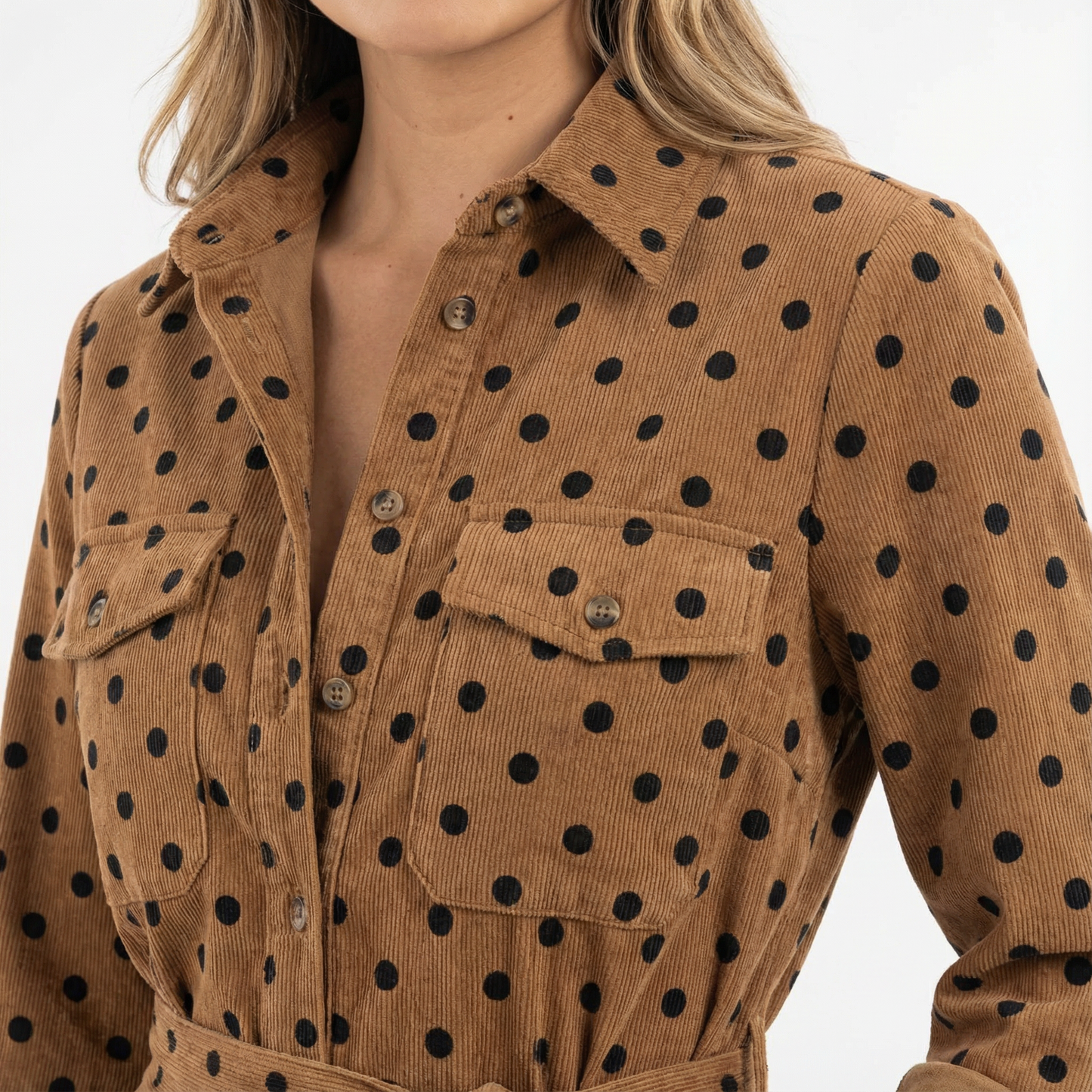 Vestido Midi Mujer Camisero Ante Ajustado