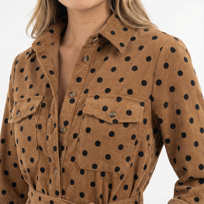 Vestido Midi Mujer Camisero Ante Ajustado