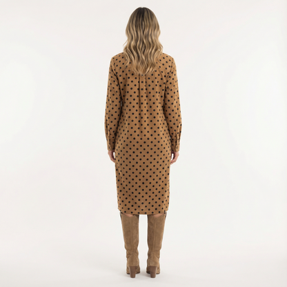 Vestido Midi Mujer Camisero Ante Ajustado