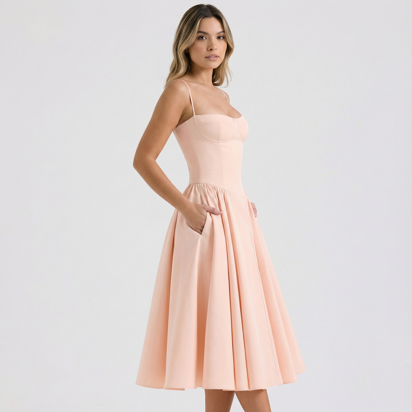Vestido Corsé Mujer Midi Ajustado
