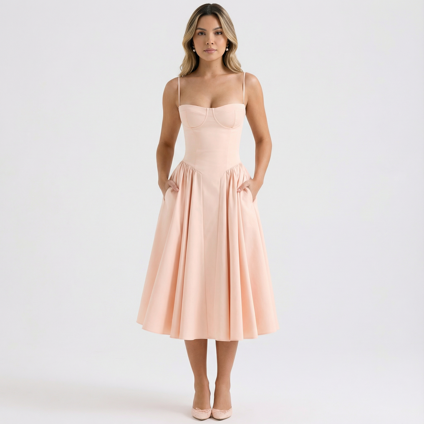 Vestido Corsé Mujer Midi Ajustado